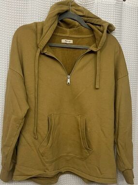 Quarter-Zip Olive/Dijon yellow Hooded Madewell Sweatshirt